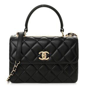 Authentic CHANEL Trendy Lambskin Quilted Small CC Dual Handle Flap Bag